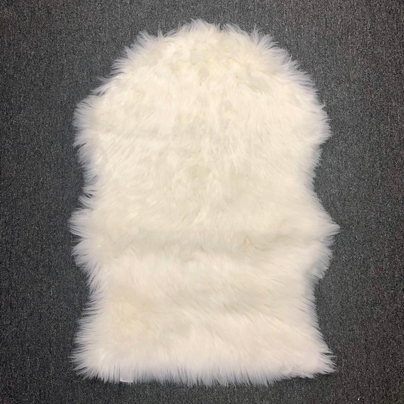 Set of 2, Ivory Faux Sheepskin Area Rug, 2' x 3' - Picture 4 of 5